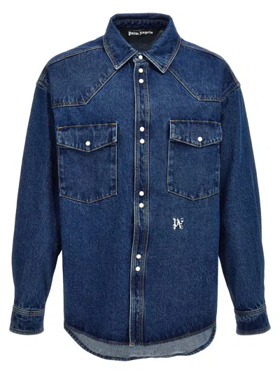 Palm Angels Men 'lw Monogram' Jacket In Blue
