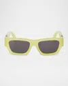 Palm Angels Men's Magnolia Acetate And Metal Rectangle Sunglasses In 11807yellow Dark Grey