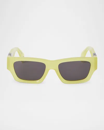 Palm Angels Men's Magnolia Acetate And Metal Rectangle Sunglasses In 11807yellow Dark Grey
