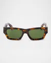 Palm Angels Men's Magnolia Acetate And Metal Rectangle Sunglasses In 16055havana Green