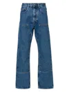Palm Angels Monogram-embroidered Wide-leg Jeans In Lightblue