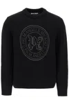 Palm Angels Monogram Embellished Crewneck Sweatshirt In Black