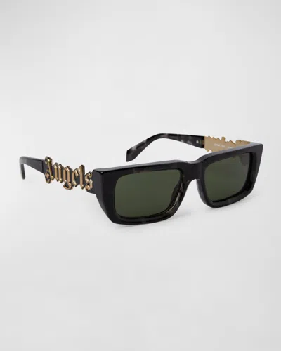 Palm Angels Men's Milford Acetate Rectangle Sunglasses In Black