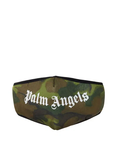 Palm Angels Men's Military Logo Mask In Green