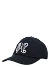 Palm Angels Monogram Cotton-canvas Baseball Cap In Black
