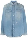 Palm Angels Camicia Oversize In Denim Uomo In Blueoff