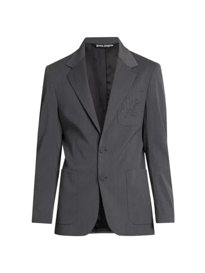 PALM ANGELS MEN'S MONOGRAM POCKET WOOL-BLEND BLAZER