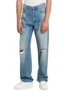 Palm Angels Blue Monogram Series Loose Fit Jeans In Blue