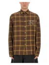 Palm Angels Camicia A Maniche Lunghe Con Monogram In Brown