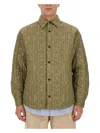 Palm Angels Monogram Quilted Nylon Overshirt In Military Green