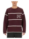 Palm Angels Embroidered-monogram Striped Jumper In Bordeaux