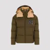 Palm Angels 'down Jacket With Logo Patch In Green