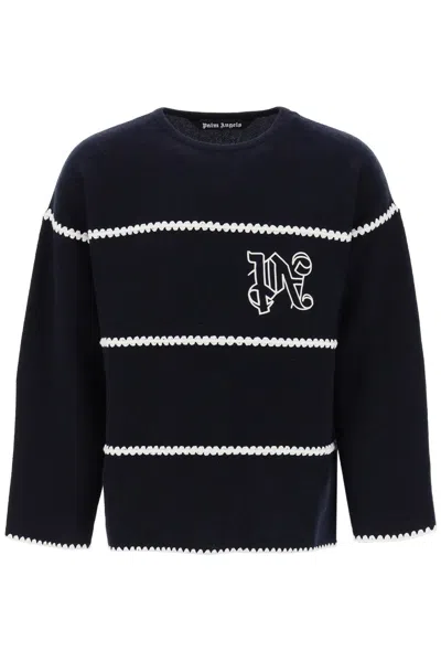 PALM ANGELS MEN'S MONOGRAM WOOL SWEATER
