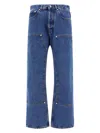 Palm Angels Monogram-embroidered Wide-leg Jeans In Blue
