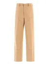 Palm Angels Monogram Tailored Pants In Beigeblack