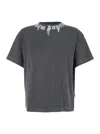 Palm Angels Gradient Gray Cotton T-shirt With Contrast Print In Gray