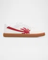 Palm Angels Low Top Sneakers With Palm Tree Motif In White Red