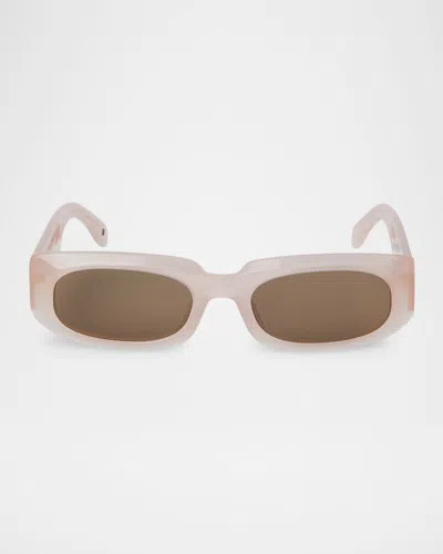 Palm Angels Men's Noah Acetate Oval Sunglasses In 13b64light Pink Brown