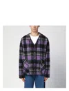 Palm Angels Over Shirt In Violet Check Wool