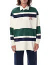 PALM ANGELS MEN'S OVERSIZE PAINT STRIPES RUGBY POLO