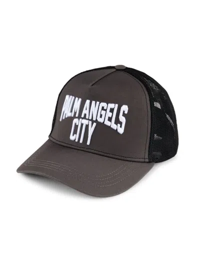 Palm Angels Men's Pa City Trucker Hat In Dark Grey White