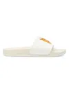 Palm Angels White Pool Slider With Flame Logo Detail In Rubber Man In Beige Flame