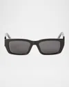Palm Angels Men's Palm Acetate Rectangle Sunglasses In 11007black Dark Grey