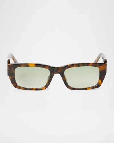 Palm Angels Men's Palm Acetate Rectangle Sunglasses In 16054 Havana Green