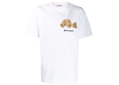 Pre-owned Palm Angels Men's  Bear Applique T-shirt In White