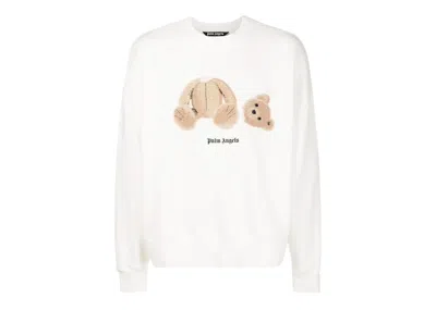 Pre-owned Palm Angels Men's  Bear Crewneck Sweatshirt In Off White/brown In Multi