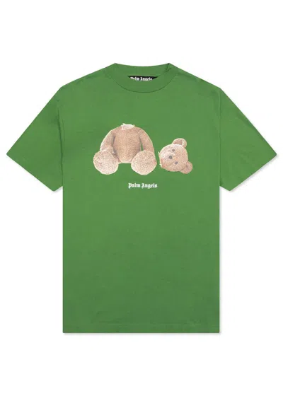 Pre-owned Palm Angels Men's  Bear Curved Logo T-shirt In Bright Green