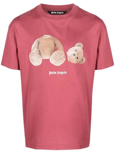 Pre-owned Palm Angels Men's  Bear Print T-shirt T-shirt In Pink