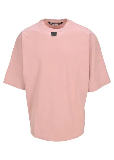 Pre-owned Palm Angels Men's  Blurred Logo Oversized T-shirt In Mauve White
