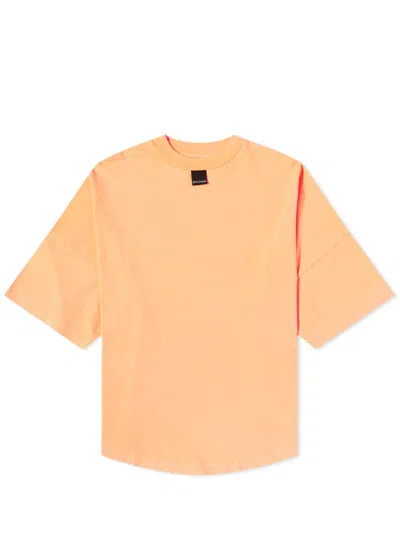 Pre-owned Palm Angels Men's  Blurred Logo Oversized T-shirt In Orange Fluo Black