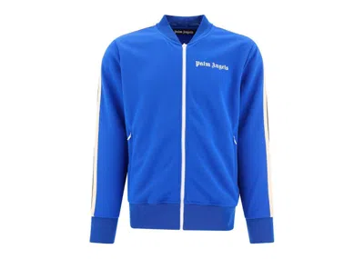 Pre-owned Palm Angels Men's  Bomber Track Jacket In Bright Blue/off/white In Multi