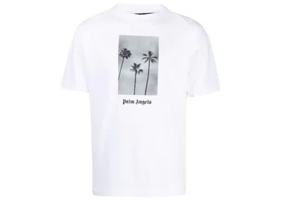Pre-owned Palm Angels Men's  Boulevard Print T-shirt In White