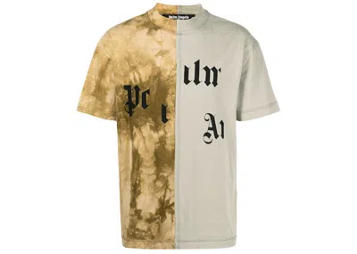 Pre-owned Palm Angels Men's  Broken Logo Panelled T-shirt In Green