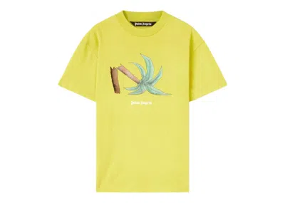 Pre-owned Palm Angels Men's  Broken Palm Classic T-shirt In Yellow/green In Multi