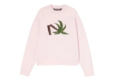 Pre-owned Palm Angels Men's  Broken Palm Sweatshirt In Pink/green