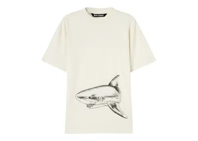 Pre-owned Palm Angels Men's  Broken Shark Classic T-shirt In Butter/black In Multi
