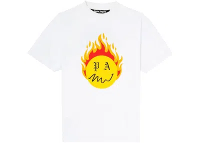 Pre-owned Palm Angels Men's  Burning Head T-shirt In White