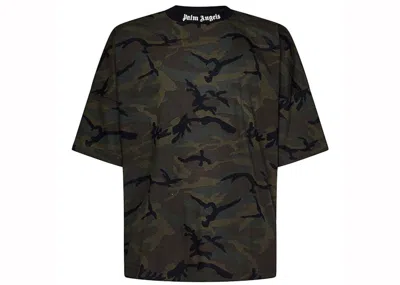 Pre-owned Palm Angels Men's  Camo Classic Logo Over T-shirt In Khaki In Brown
