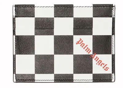 Pre-owned Palm Angels Men's  Checker Print Card Holder In Black/white