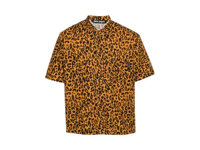 Pre-owned Palm Angels Men's  Cheetah Bowling Shirt In Orange