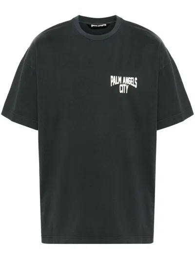 Pre-owned Palm Angels Men's  City Washedeffect T-shirt In Dark Grey In Gray
