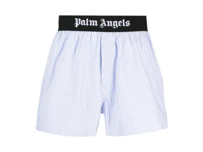 Pre-owned Palm Angels Men's  Classic Logo Striped Boxer In Light Blue