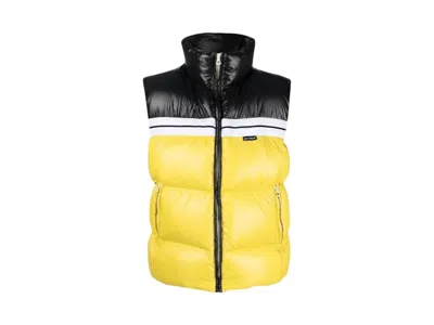 Pre-owned Palm Angels Men's  Classic Track Puffed Vest Vest In Black/yellow