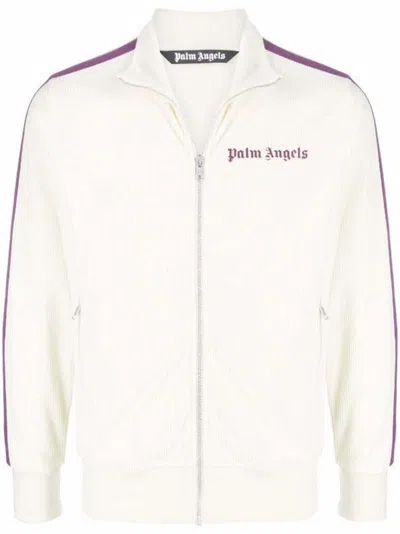 Pre-owned Palm Angels Men's  Cord Fleece Track Jacket In White/purple