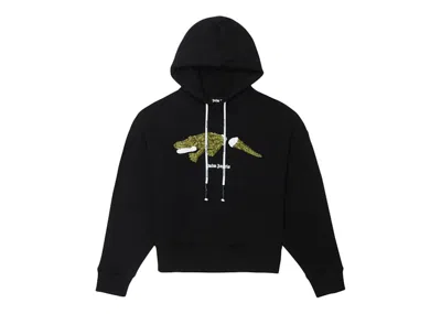 Pre-owned Palm Angels Men's  Croco Hoodie In Black/green In Multi
