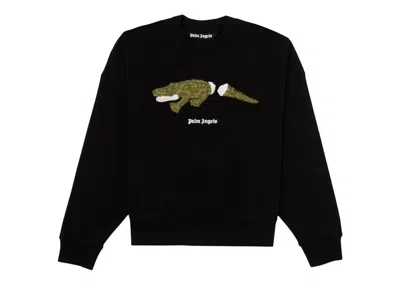 Pre-owned Palm Angels Men's  Croco Sweatshirt In Black/green In Multi